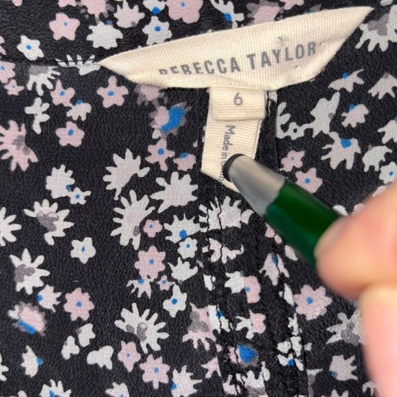 Rebecca Taylor‎ Pop Ditsy Floral Silk Tie Waist Knee Length Feminine Dress 6 - Picture 12 of 14